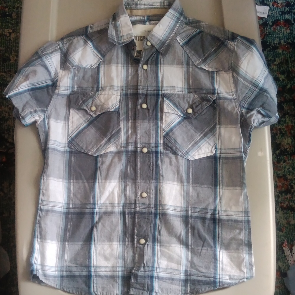 Plaid button-up shirt
